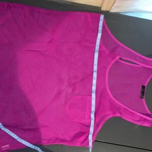 Fuchsia sheer sleeveless pullover blouse